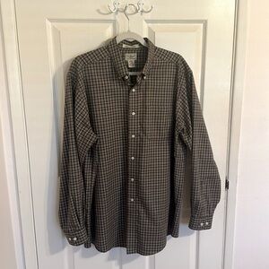 Gorgeous LL Bean size large 100% cotton button down long sleeved shirt.